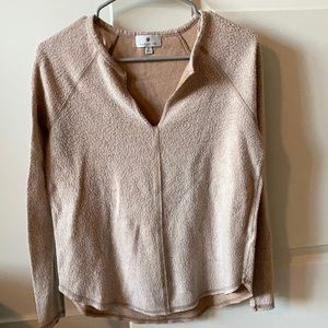 Super soft beige v neck sherpa sweater